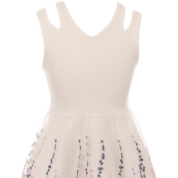 Sleeveless Tulle Embroidered Flowers Easter Special Occasion Flower Girl dress - Picture 3 of 5